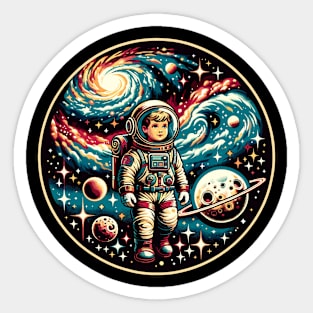 Kid astronaut in space Sticker